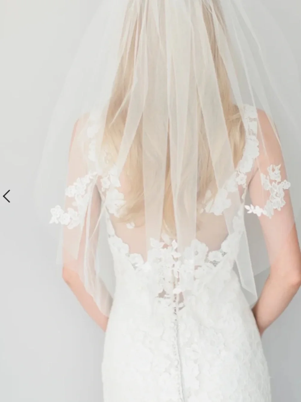 Veil Trends Single Layer Ivory Appliqué Lace Veil #1520 NWT